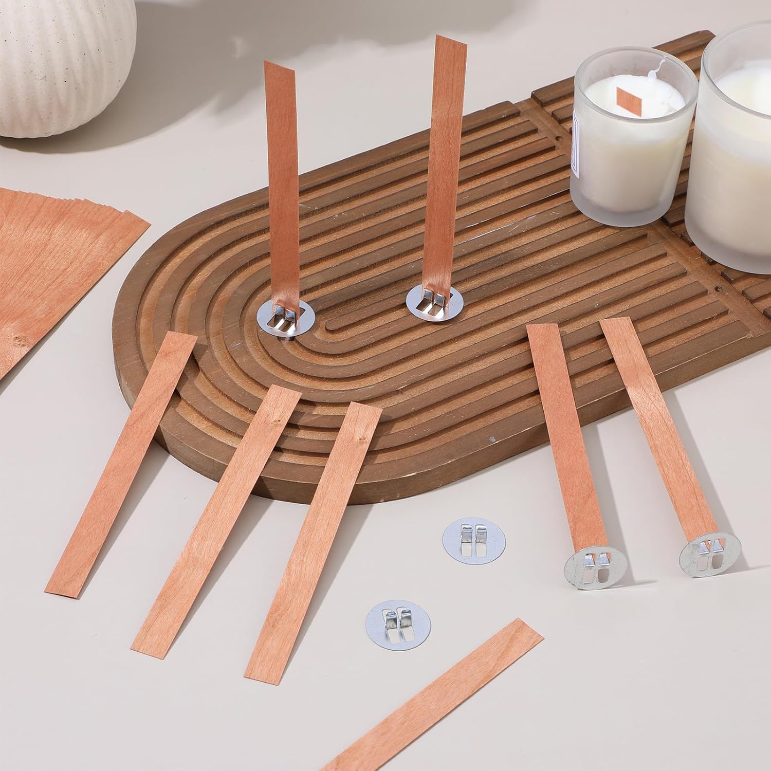 Wooden Wick Candle - 60 قطعة من فتائل الخشب لصنع