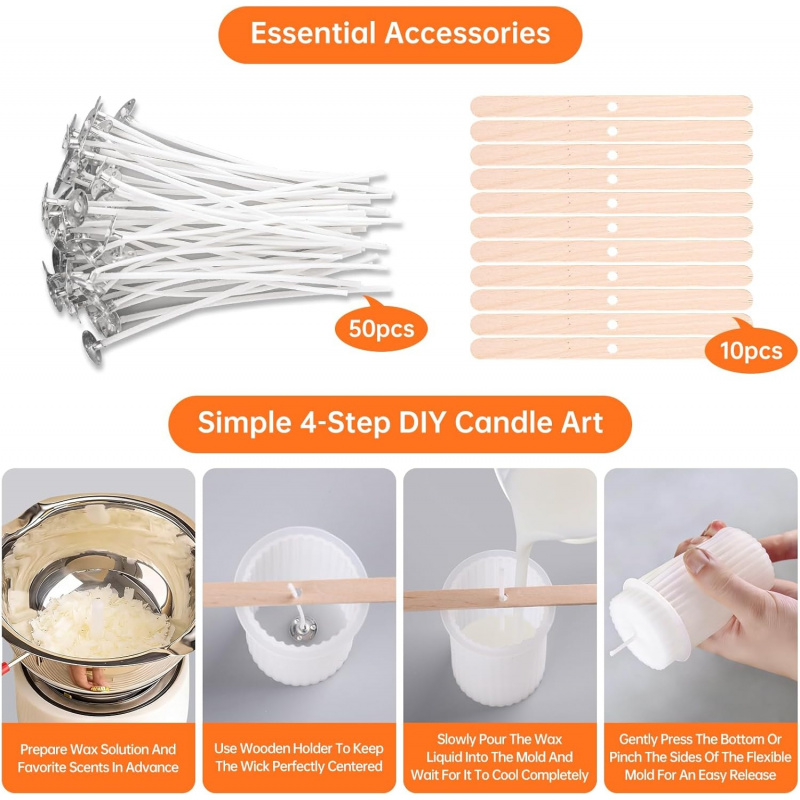 مجموعة قوالب شمع سيليكونية مكو - مراجعة Wooden Wick Candle وسعره
