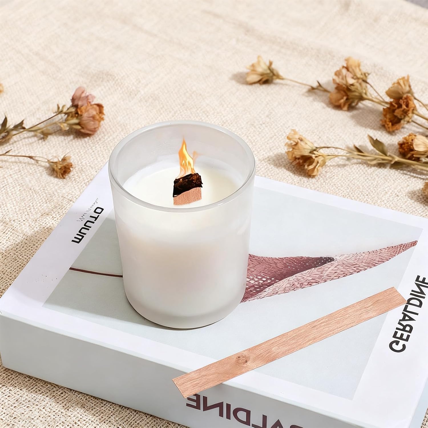 60 قطعة من فتائل الخشب لصنع ال - مراجعة Wooden Wick Candle وسعره