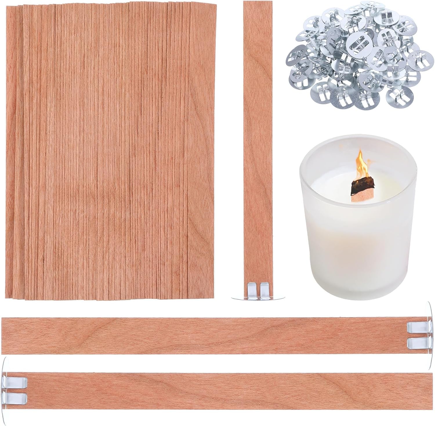 60 قطعة من فتائل الخشب لصنع ال - مراجعة Wooden Wick Candle وسعره