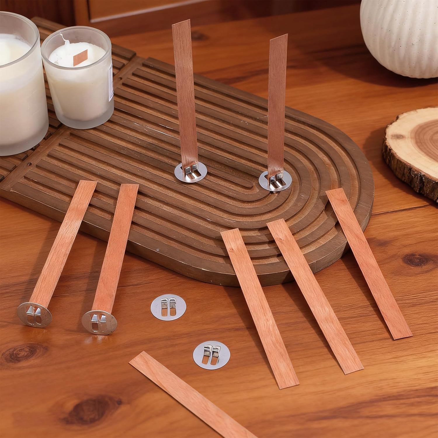 60 قطعة من فتائل الخشب لصنع ال - مراجعة Wooden Wick Candle وسعره